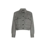 Max Mara Ginnasta Cropped Wool Blend Jacket in Dark Grey | Blazers | Luxury Shoes 