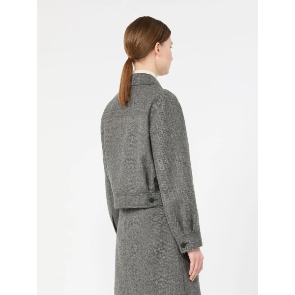 Max Mara Ginnasta Cropped Wool Blend Jacket in Dark Grey | Blazers | Luxury Shoes 