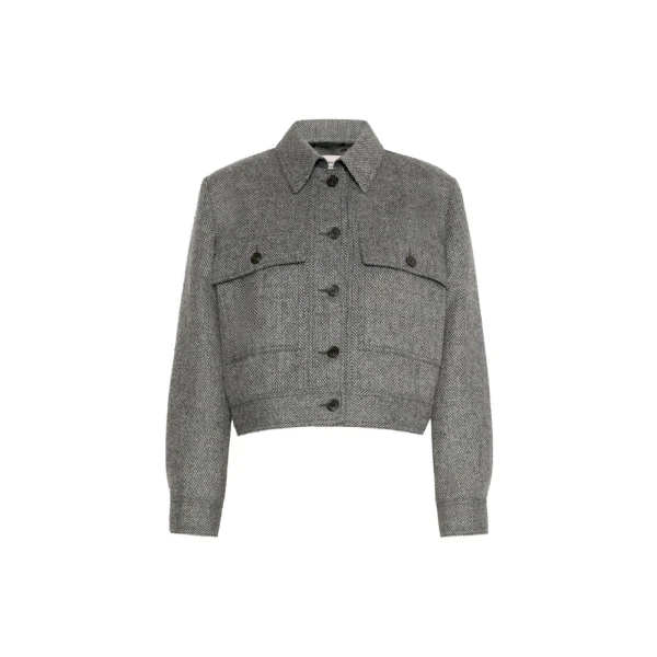 Max Mara Ginnasta Cropped Wool Blend Jacket in Dark Grey | Blazers | Luxury Shoes 