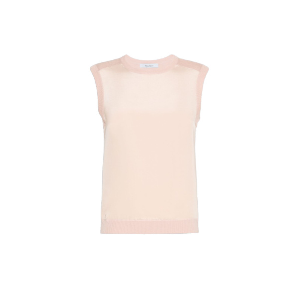 Max Mara Ginseng Cashmere and Silk Sleeveless Sweater in Pink | Sweaters | Luxury Shoes 