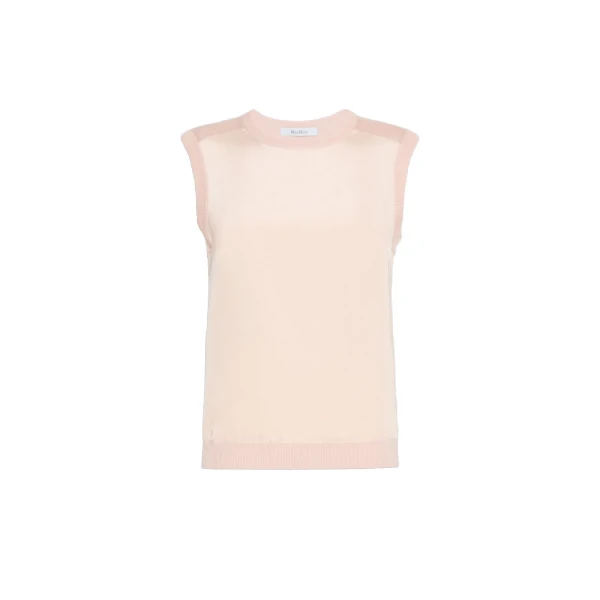 Max Mara Ginseng Cashmere and Silk Sleeveless Sweater in Pink | Sweaters | Luxury Shoes 