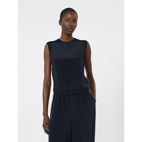 Max Mara Ginseng Cashmere and Silk Sleeveless Sweater in Ultramarine | Sweaters | Luxury Shoes 