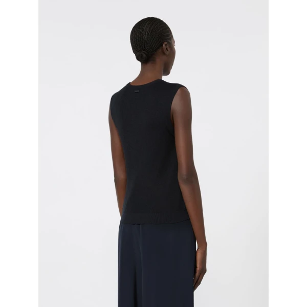Max Mara Ginseng Cashmere and Silk Sleeveless Sweater in Ultramarine | Sweaters | Luxury Shoes 