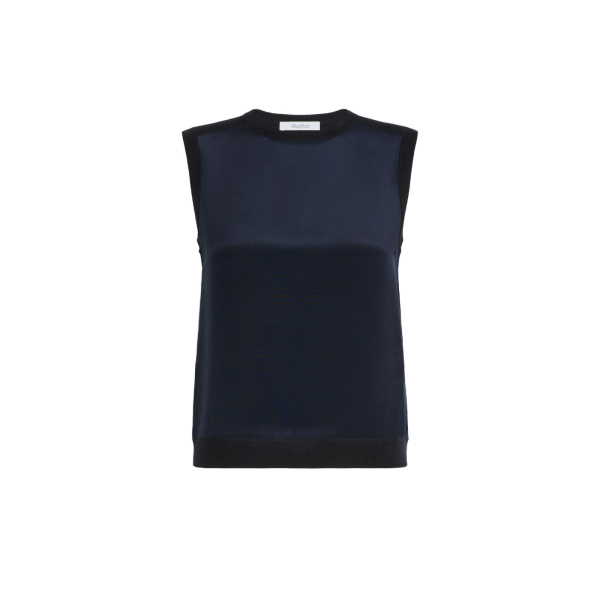 Max Mara Ginseng Cashmere and Silk Sleeveless Sweater in Ultramarine | Sweaters | Luxury Shoes 