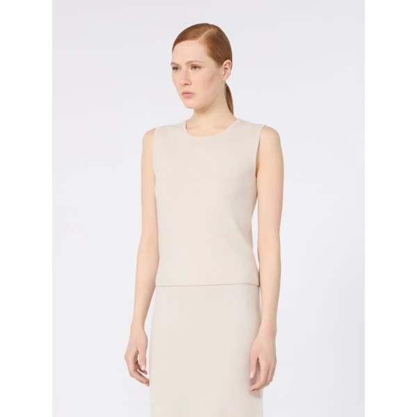 Max Mara Giochi Sleeveless Wool and Cashmere Sweater in Beige | Sweaters | Luxury Shoes 