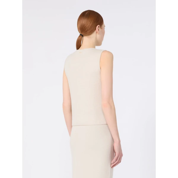 Max Mara Giochi Sleeveless Wool and Cashmere Sweater in Beige | Sweaters | Luxury Shoes 