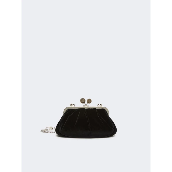 Max Mara Giochi Small Cotton Velvet Pasticcino Bag in Black | Clutch Bags | Luxury Shoes 