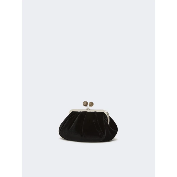 Max Mara Giochi Small Cotton Velvet Pasticcino Bag in Black | Clutch Bags | Luxury Shoes 