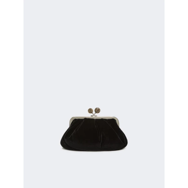 Max Mara Giochi Small Cotton Velvet Pasticcino Bag in Black | Clutch Bags | Luxury Shoes 