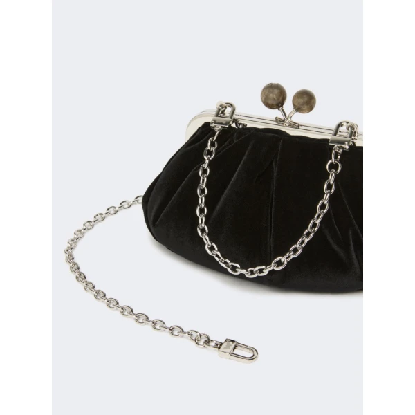 Max Mara Giochi Small Cotton Velvet Pasticcino Bag in Black | Clutch Bags | Luxury Shoes 