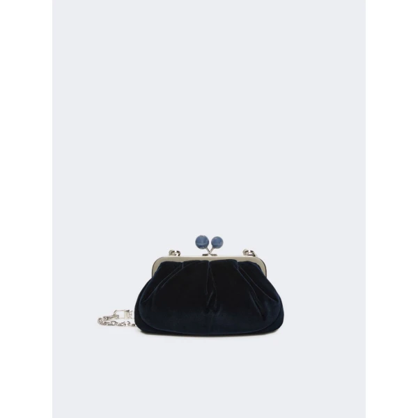 Max Mara Giochi Small Cotton Velvet Pasticcino Bag in Midnight Blue | Clutch Bags | Luxury Shoes 
