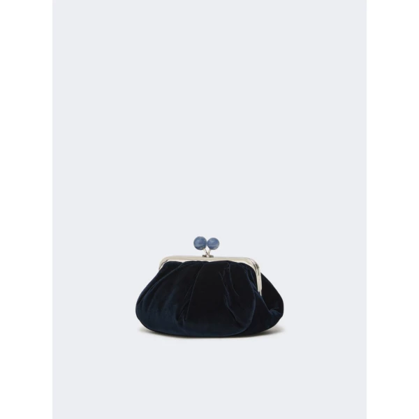 Max Mara Giochi Small Cotton Velvet Pasticcino Bag in Midnight Blue | Clutch Bags | Luxury Shoes 