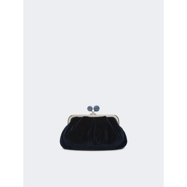 Max Mara Giochi Small Cotton Velvet Pasticcino Bag in Midnight Blue | Clutch Bags | Luxury Shoes 