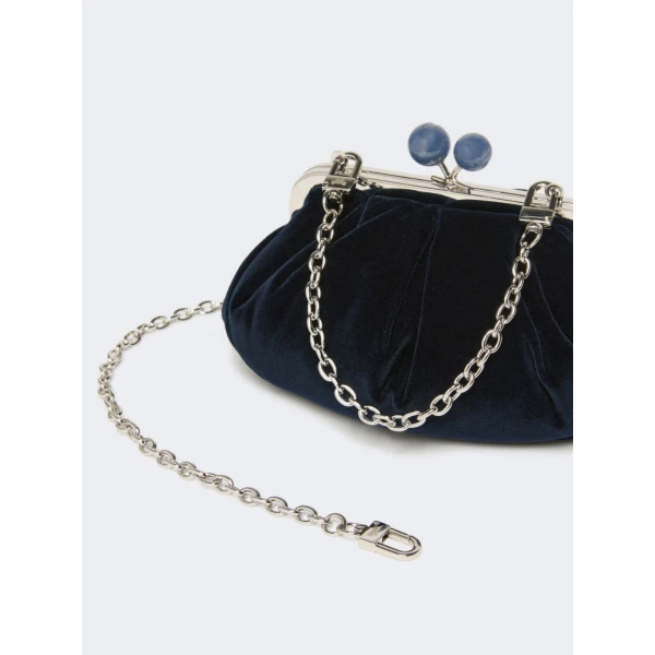 Max Mara Giochi Small Cotton Velvet Pasticcino Bag in Midnight Blue | Clutch Bags | Luxury Shoes 