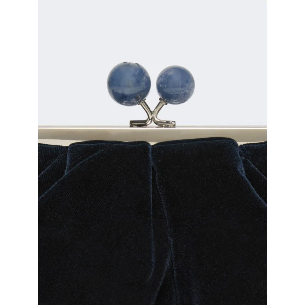 Max Mara Giochi Small Cotton Velvet Pasticcino Bag in Midnight Blue | Clutch Bags | Luxury Shoes 