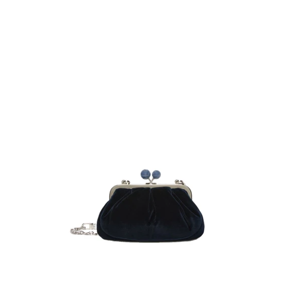 Max Mara Giochi Small Cotton Velvet Pasticcino Bag in Midnight Blue | Clutch Bags | Luxury Shoes 