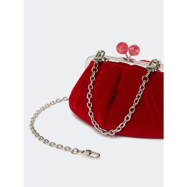 Max Mara Giochi Small Cotton Velvet Pasticcino Bag in Red | Clutch Bags | Luxury Shoes 