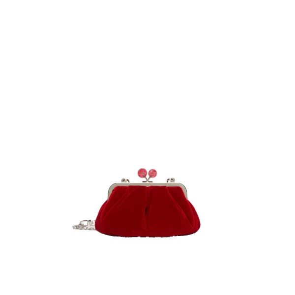 Max Mara Giochi Small Cotton Velvet Pasticcino Bag in Red | Clutch Bags | Luxury Shoes 