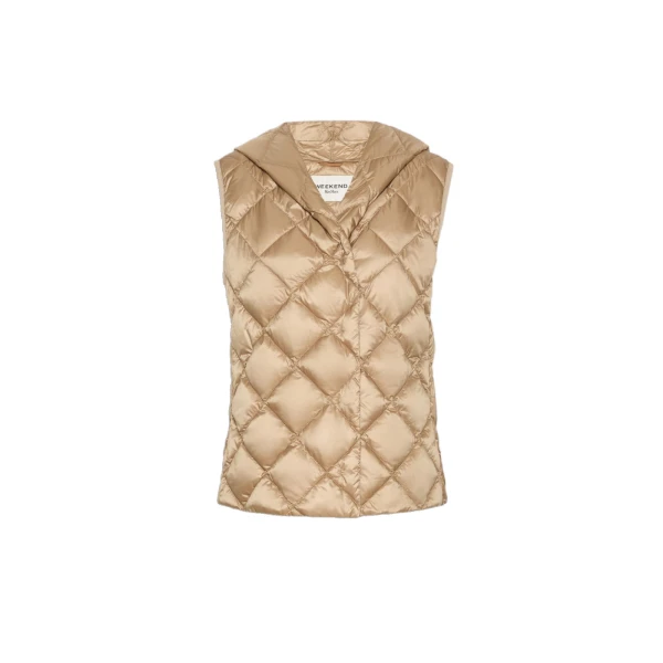 Max Mara Giochi Water-Repellent Padded Gilet in Camel | Vests | Luxury Shoes 