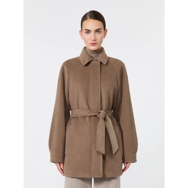 Max Mara Gioco Short Cashmere Beaver Cloth Coat in Pearl Grey | Wool Coat | Luxury Shoes 