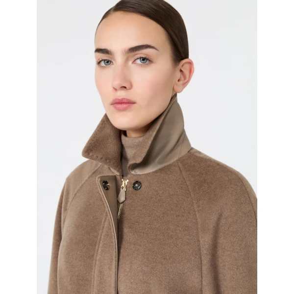 Max Mara Gioco Short Cashmere Beaver Cloth Coat in Pearl Grey | Wool Coat | Luxury Shoes 