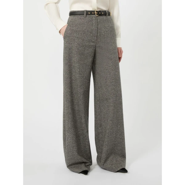 Max Mara Gioia Wool and Silk Donegal Trousers in White Black | Tailored pants | Luxury Shoes 
