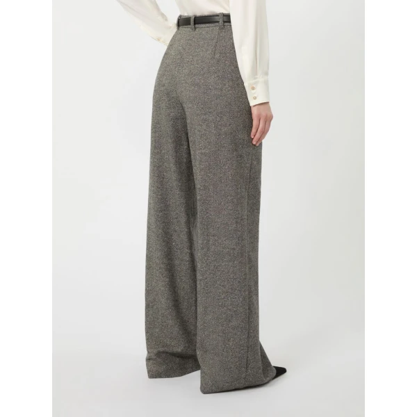 Max Mara Gioia Wool and Silk Donegal Trousers in White Black | Tailored pants | Luxury Shoes 
