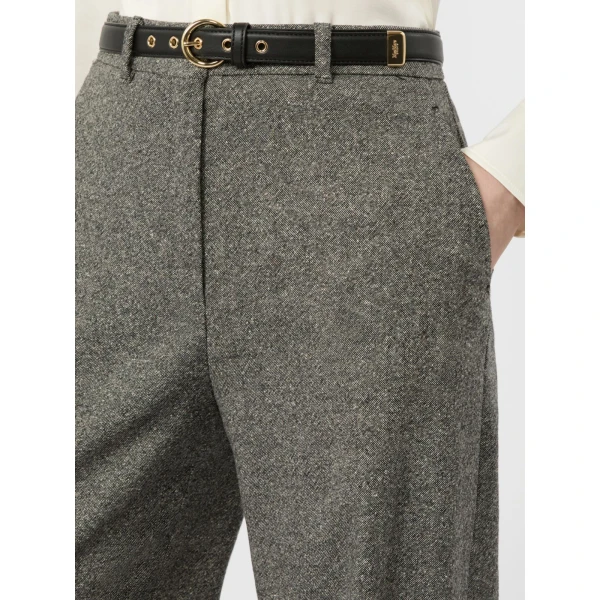 Max Mara Gioia Wool and Silk Donegal Trousers in White Black | Tailored pants | Luxury Shoes 