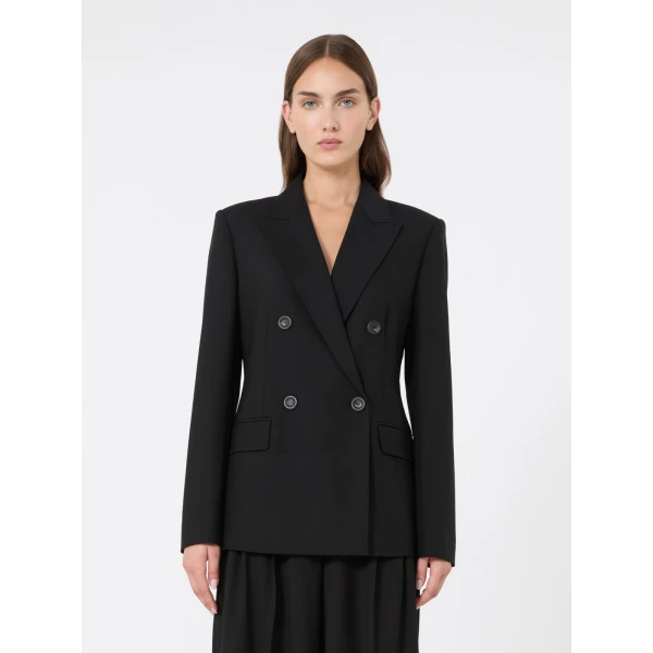 Max Mara Gioiosa Double-Breasted Wool Twill Blazer in Black | Blazers | Luxury Shoes 