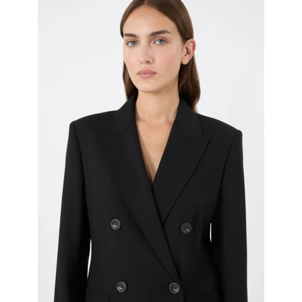 Max Mara Gioiosa Double-Breasted Wool Twill Blazer in Black | Blazers | Luxury Shoes 
