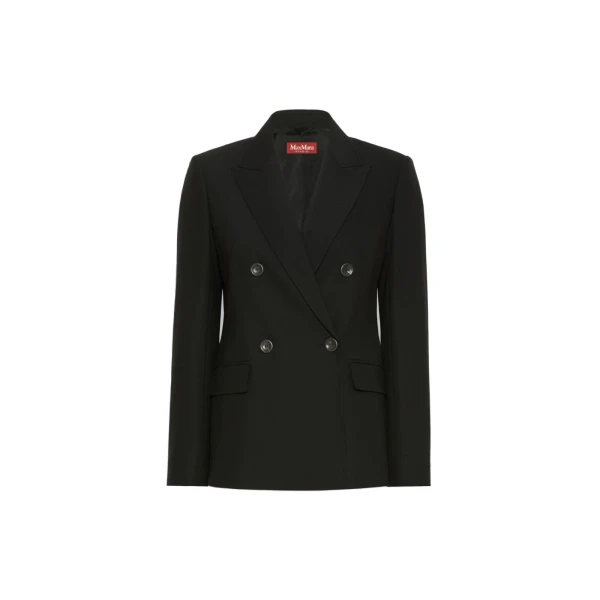 Max Mara Gioiosa Double-Breasted Wool Twill Blazer in Black | Blazers | Luxury Shoes 