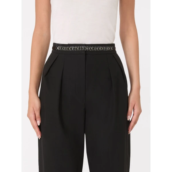 Max Mara Gioras Bejewelled Satin Belt in Black | Belts | Luxury Shoes 