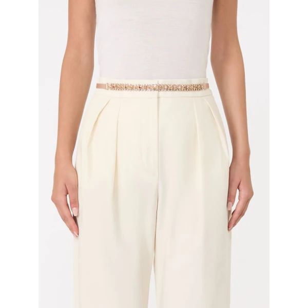Max Mara Gioras Bejewelled Satin Belt in Powder Pink | Belts | Luxury Shoes 