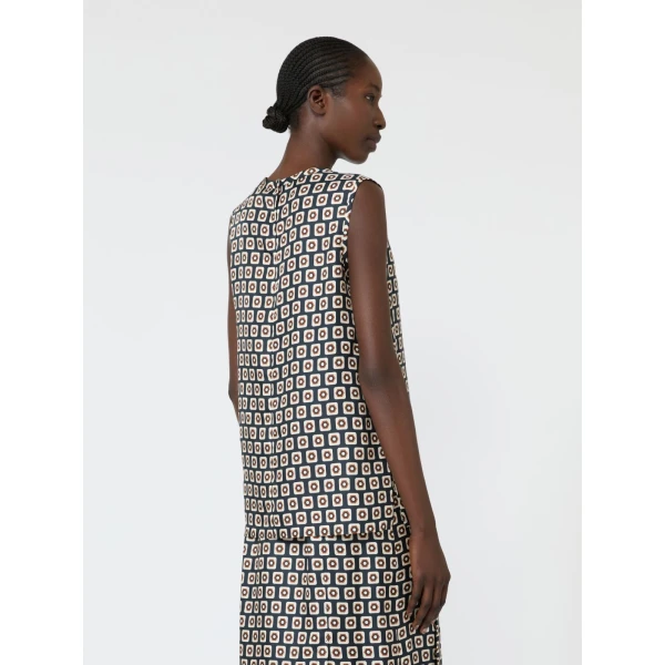 Max Mara Giornata Printed Silk Twill Top in Ultramarine | Blouse | Luxury Shoes 