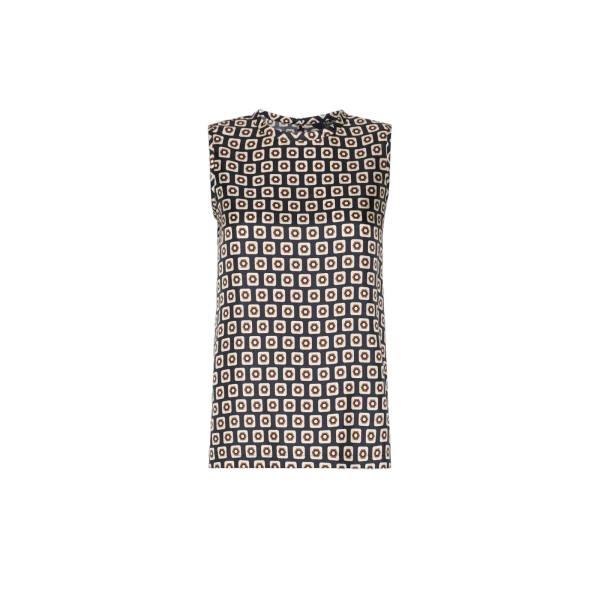 Max Mara Giornata Printed Silk Twill Top in Ultramarine | Blouse | Luxury Shoes 