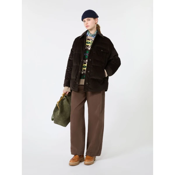 Max Mara Giorno Cotton Velvet Down Jacket in Brown | Jackets | Luxury Shoes 