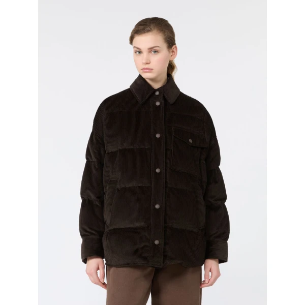 Max Mara Giorno Cotton Velvet Down Jacket in Brown | Jackets | Luxury Shoes 
