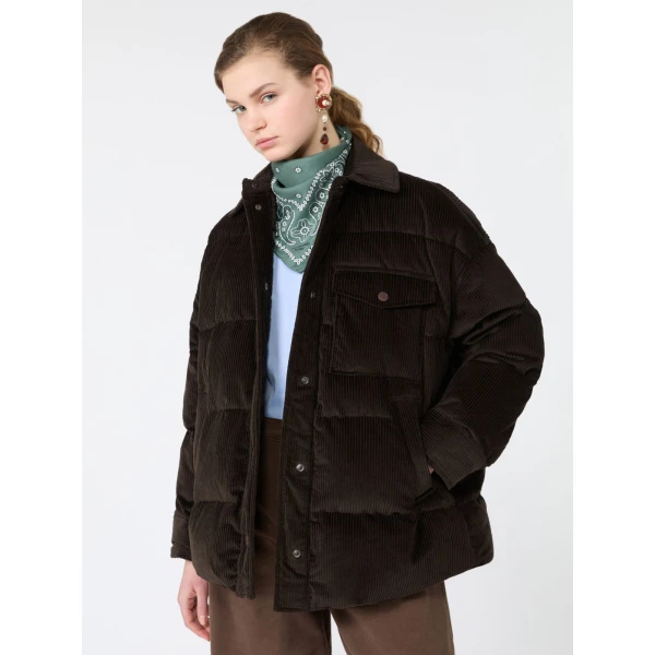 Max Mara Giorno Cotton Velvet Down Jacket in Brown | Jackets | Luxury Shoes 