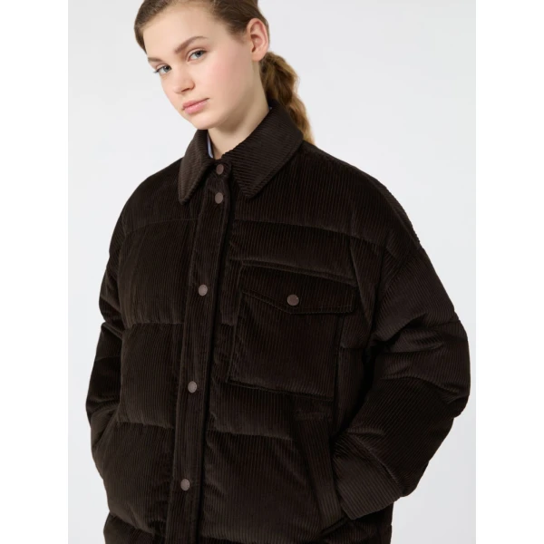 Max Mara Giorno Cotton Velvet Down Jacket in Brown | Jackets | Luxury Shoes 