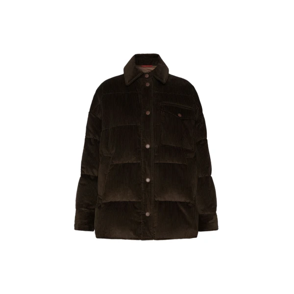 Max Mara Giorno Cotton Velvet Down Jacket in Brown | Jackets | Luxury Shoes 