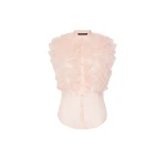 Max Mara Giostra Ruched Silk Organza Shirt in Powder Pink | Shirts | Luxury Shoes 