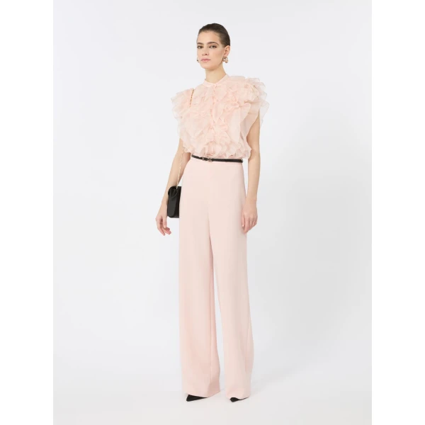 Max Mara Giostra Ruched Silk Organza Shirt in Powder Pink | Shirts | Luxury Shoes 
