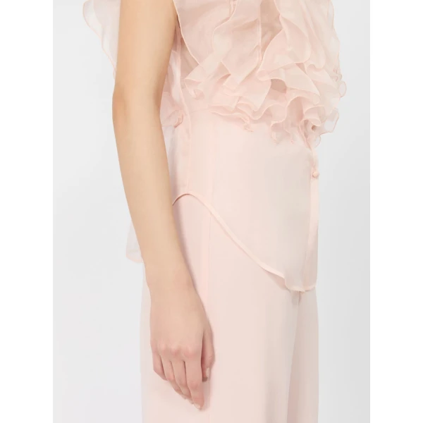 Max Mara Giostra Ruched Silk Organza Shirt in Powder Pink | Shirts | Luxury Shoes 