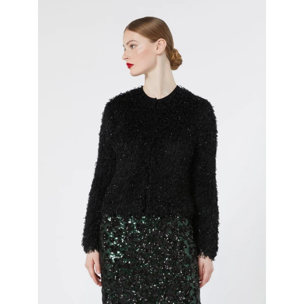 Max Mara Giostra Sequinned Cardigan in Black | Cardigan | Luxury Shoes 