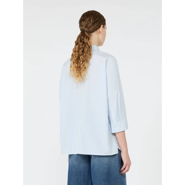 Max Mara Giralda Boxy Cotton Poplin Shirt in Light Blue | Shirts | Luxury Shoes 