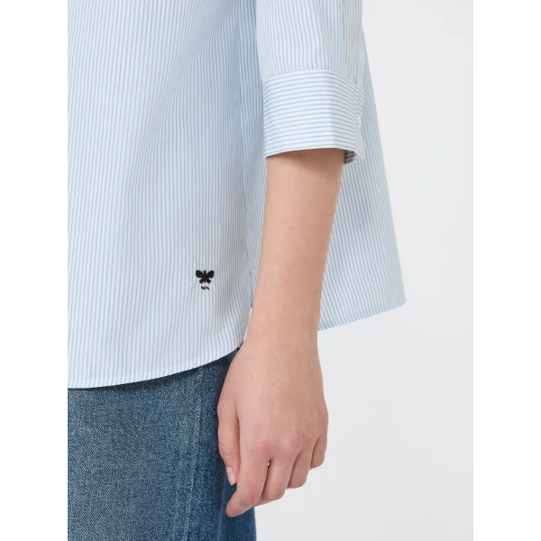 Max Mara Giralda Boxy Cotton Poplin Shirt in Light Blue | Shirts | Luxury Shoes 