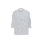 Max Mara Giralda Boxy Cotton Poplin Shirt in Navy | Shirts | Luxury Shoes 