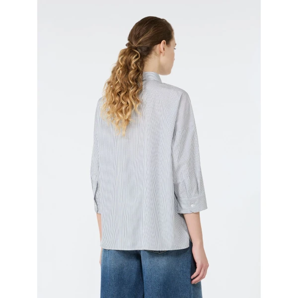 Max Mara Giralda Boxy Cotton Poplin Shirt in Navy | Shirts | Luxury Shoes 