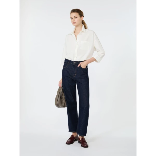 Max Mara Giralda Boxy Cotton Poplin Shirt in White | Shirts | Luxury Shoes 