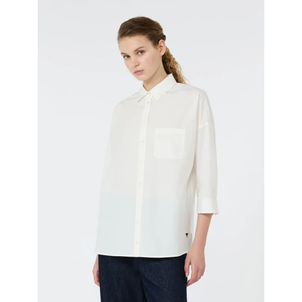 Max Mara Giralda Boxy Cotton Poplin Shirt in White | Shirts | Luxury Shoes 